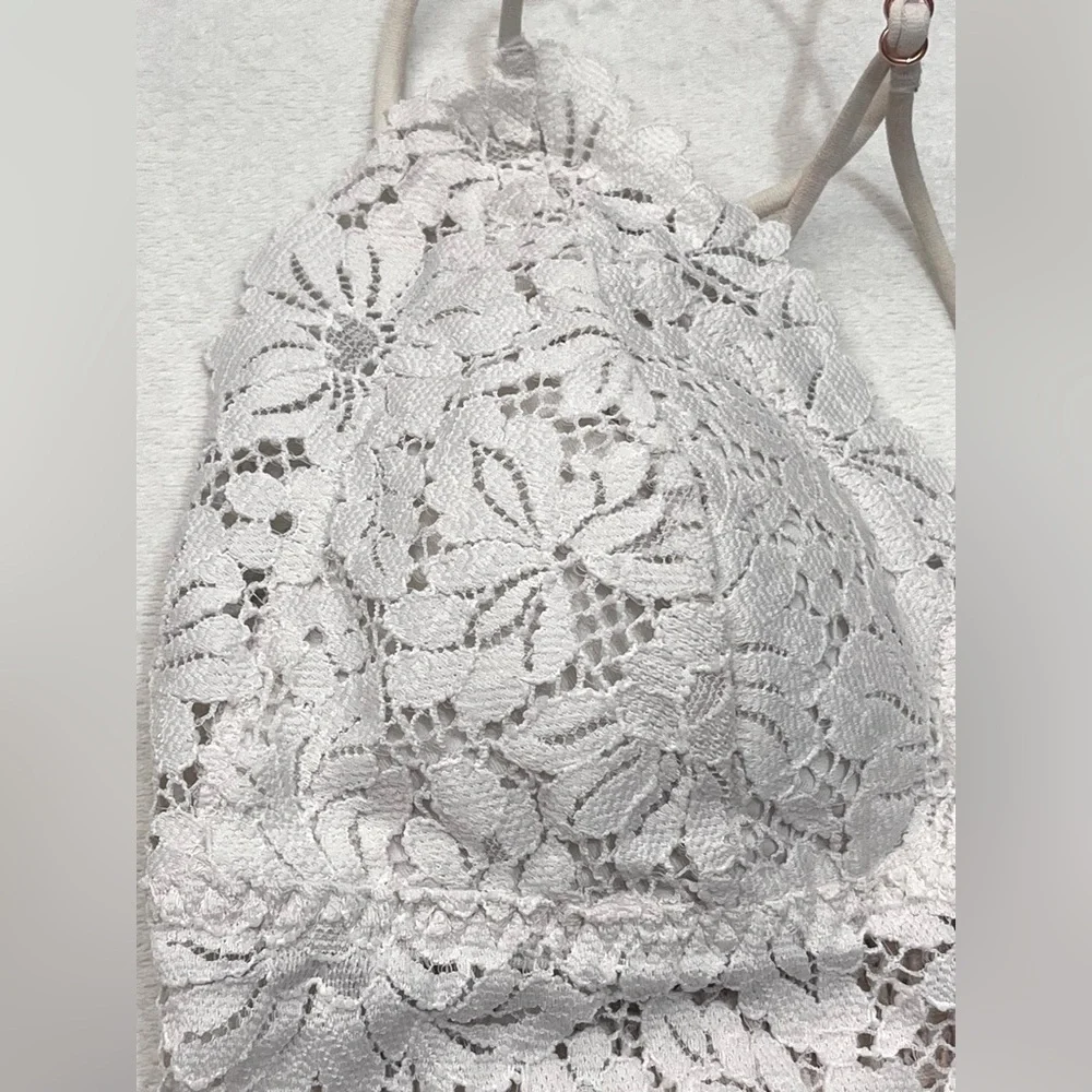 PINK by Victoria’s Secret Women’s White Floral Lace Strappy Wireless Bralette - Picture 3 of 16